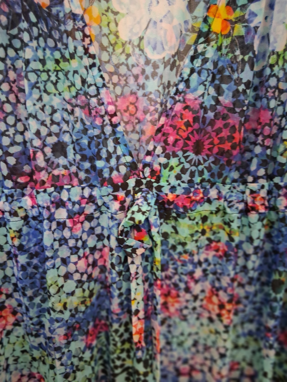 Gottex Profile Paradise Bay Blue Multicolor Floral Mesh Kaftan Coverup - Picture 4 of 9